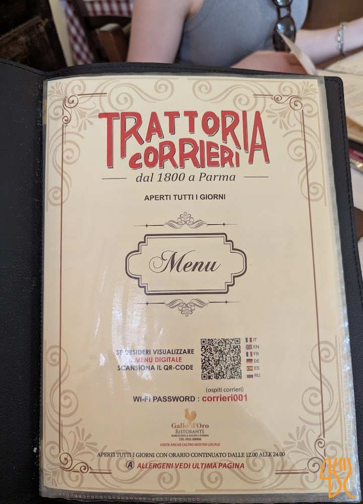 Trattoria Corrieri Parma Carta
