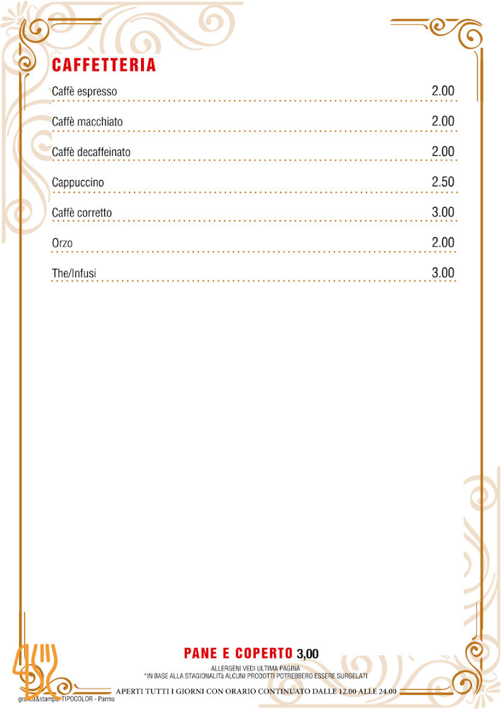 Trattoria Corrieri Parma Carta