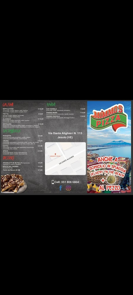 Pizzeria Mimmo's Pizza Carta