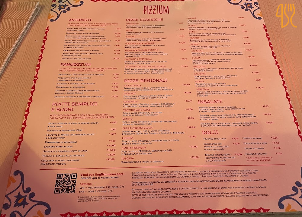 Pizzium Speisekarte