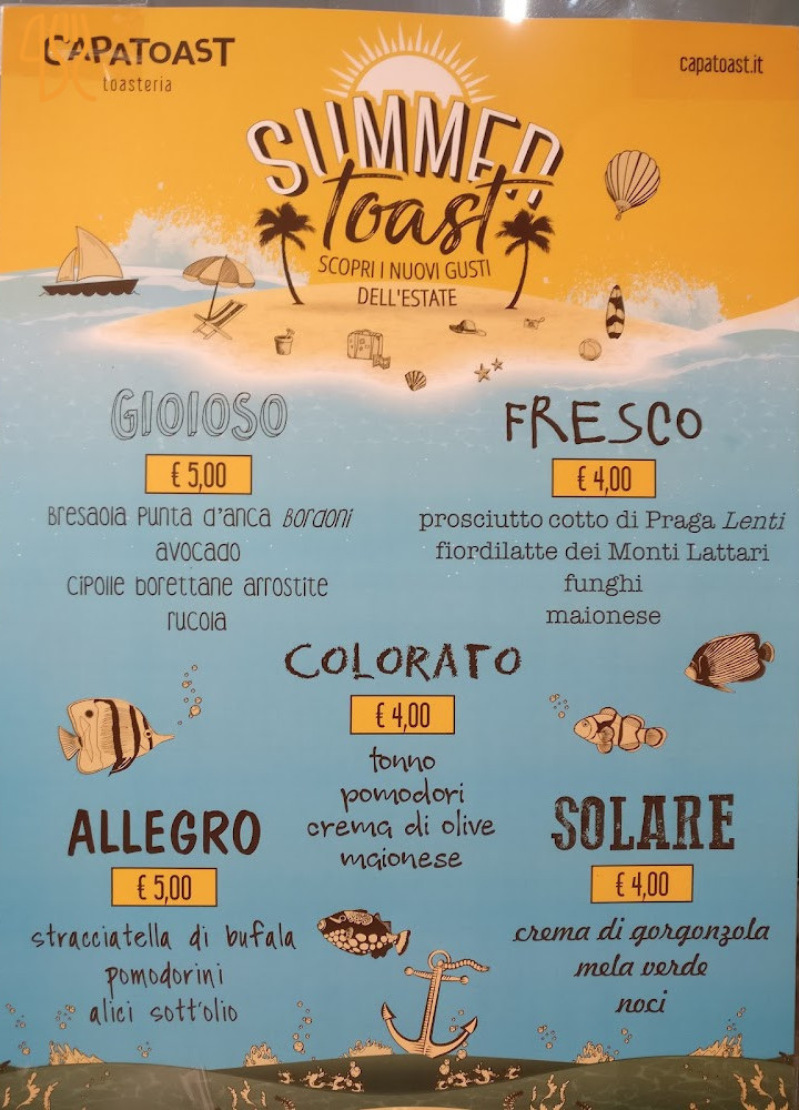 Capatoast Padova Speisekarte