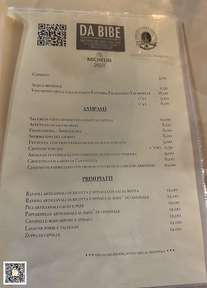 Trattoria Bibe Di Baudone Matteo Carte