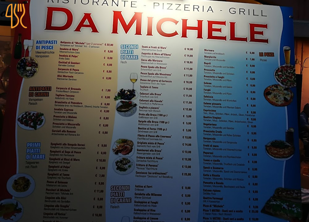 Pizzeria Da Michele Speisekarte