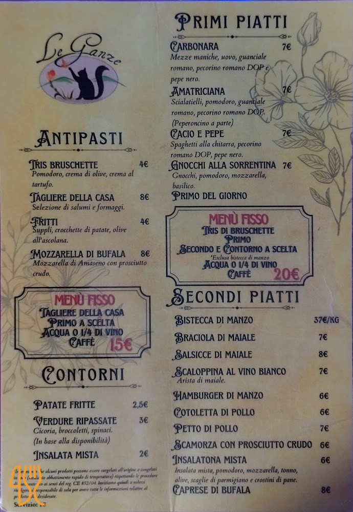 Le Ganze Speisekarte
