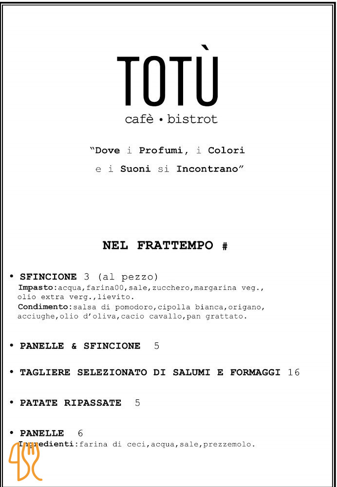 Totu' Café Bistrot Carte