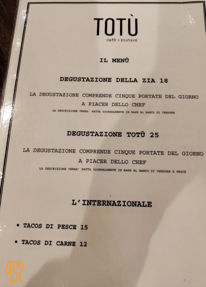 Totu' Café Bistrot Carte