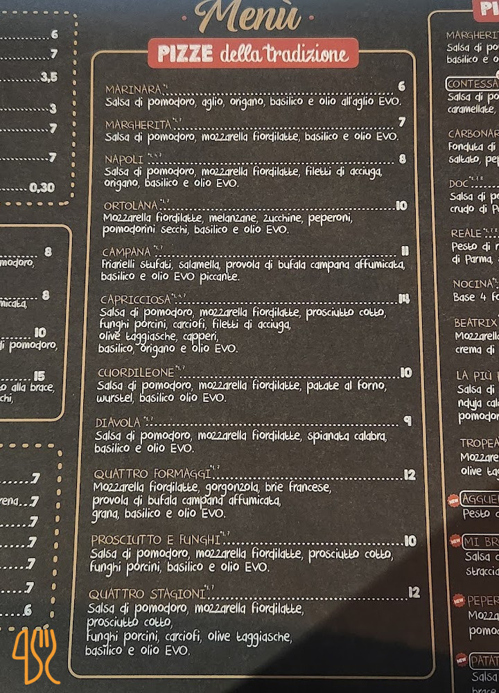 Farinascere Speisekarte