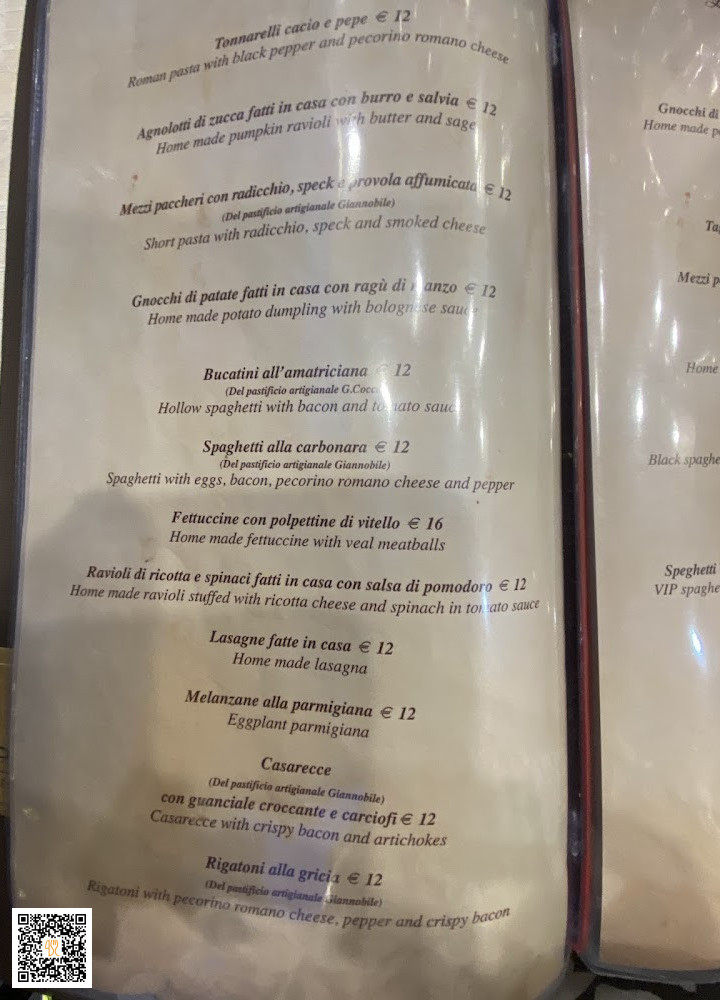 Fuocolento Speisekarte