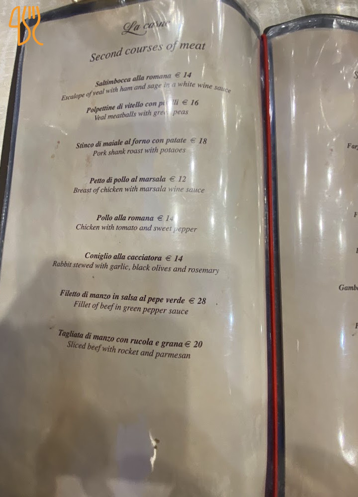 Fuocolento Speisekarte