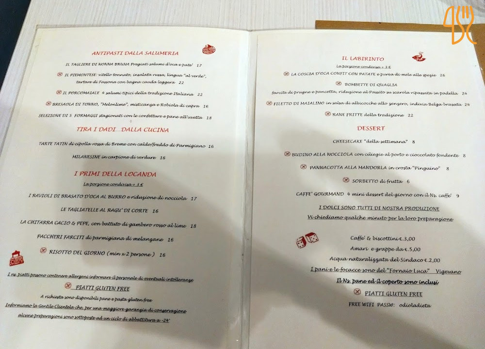 L'oca Ciuca Speisekarte