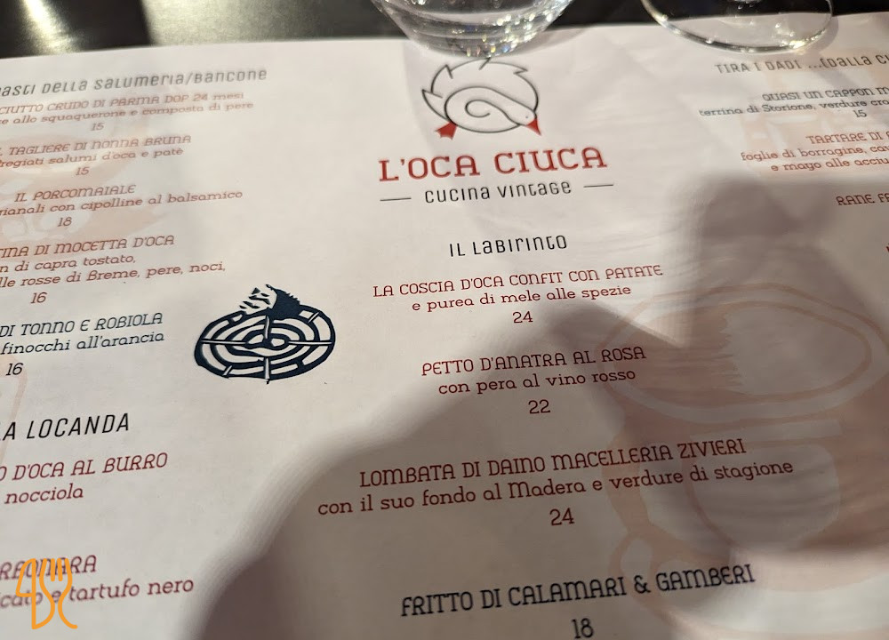 L'oca Ciuca Speisekarte