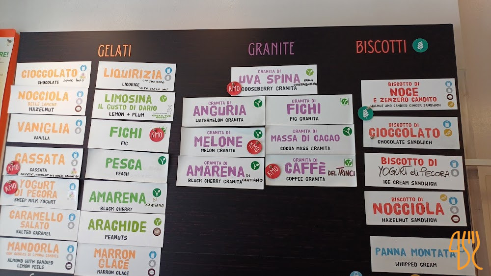 Gelateria De' Coltelli Speisekarte