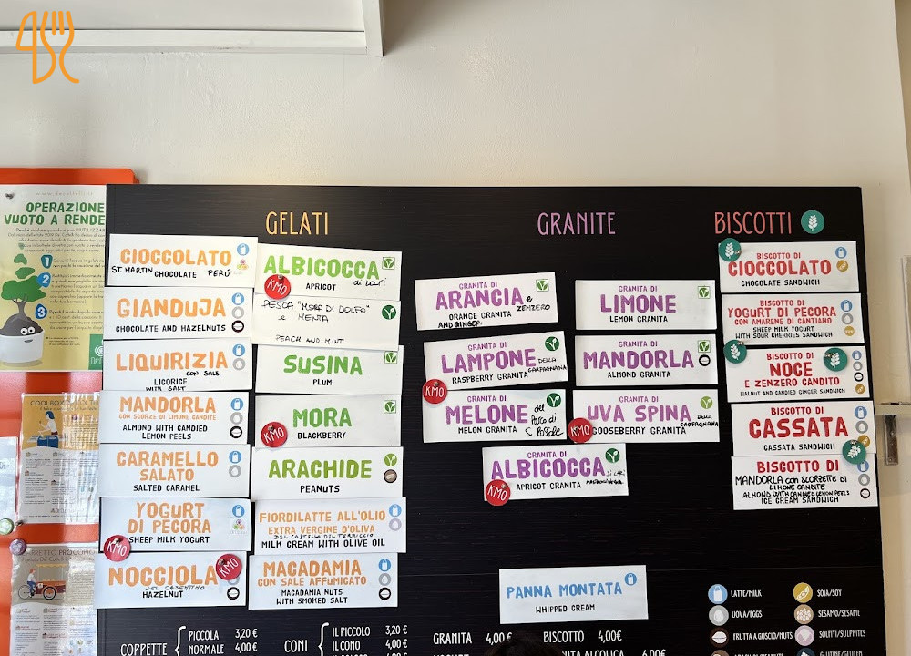 Gelateria De' Coltelli Speisekarte