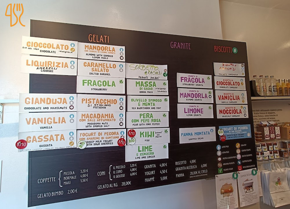 Gelateria De' Coltelli Speisekarte