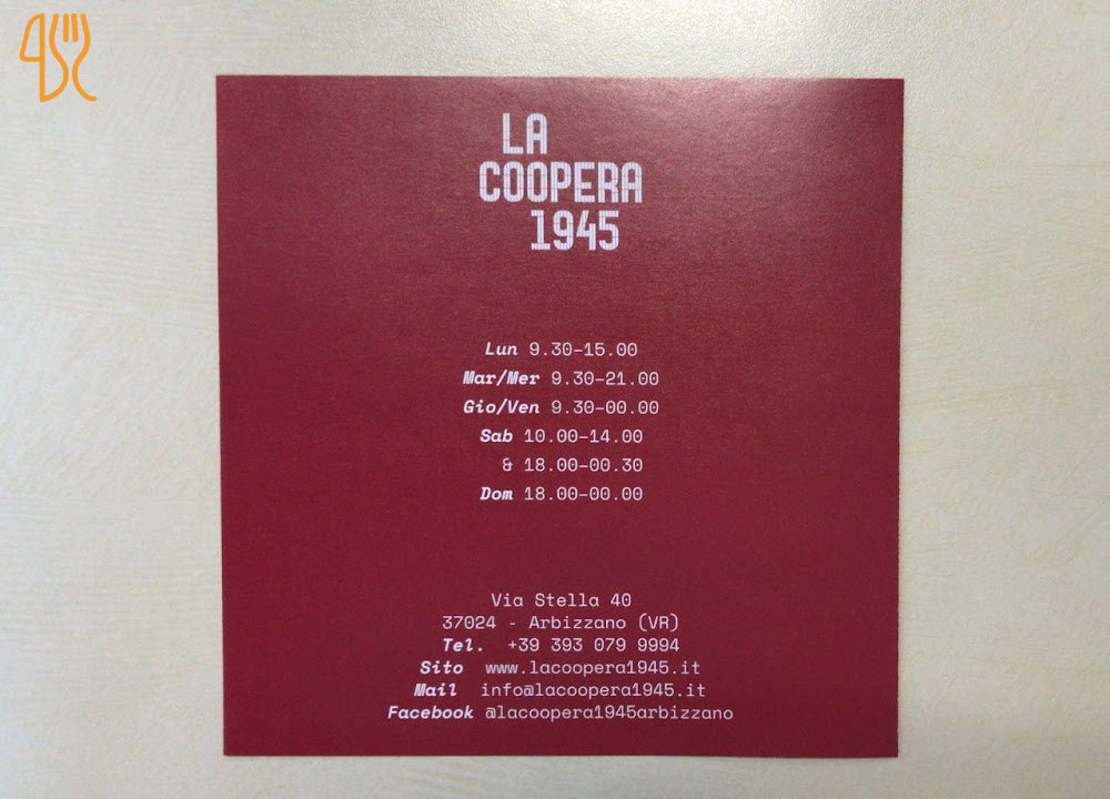 Osteria La Coopera 1945 Carta