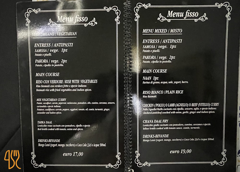 Indian Curry Catania Carte