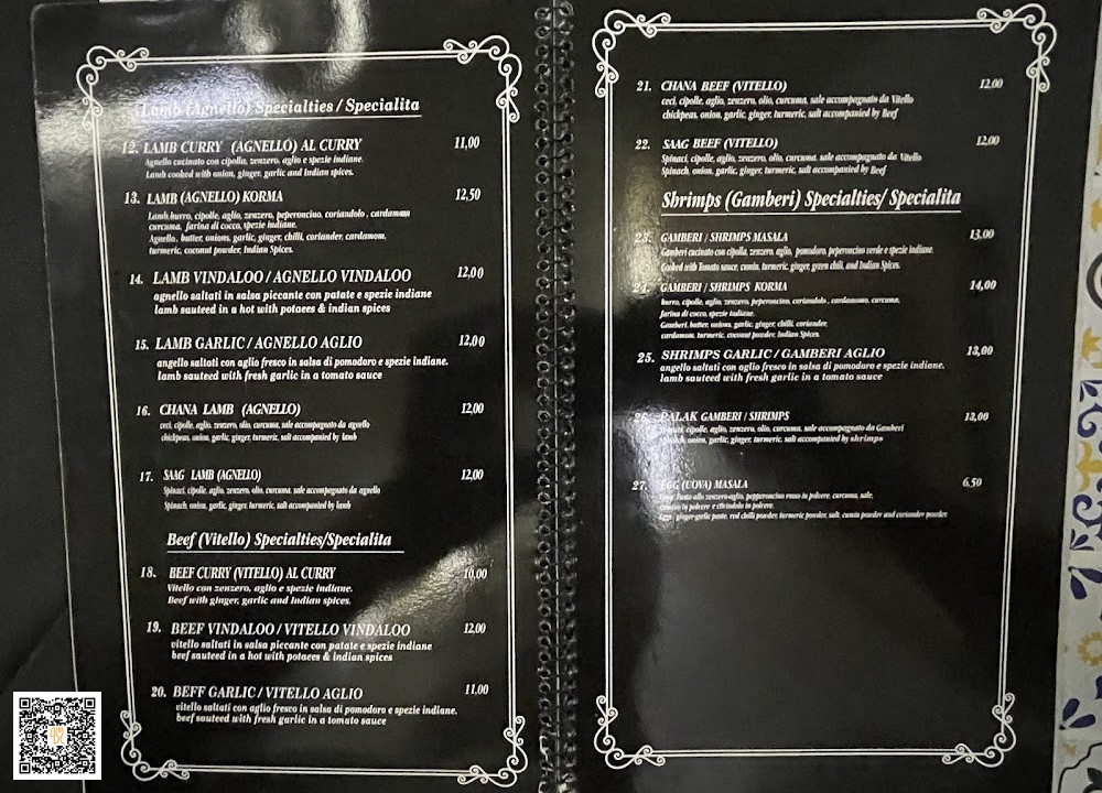 Indian Curry Catania Carte