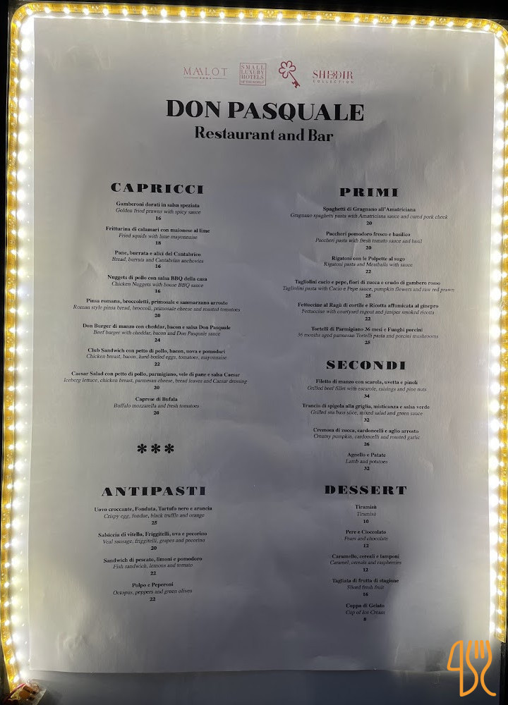 Don Pasquale Restaurant Bar Carte