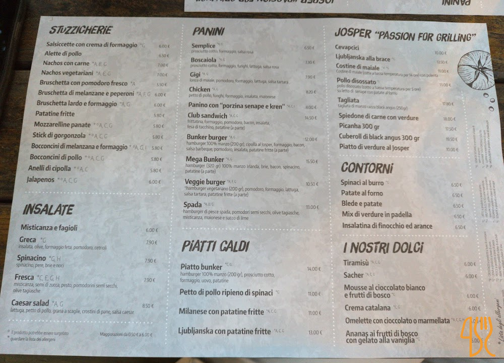 Birreria Bunker Carta