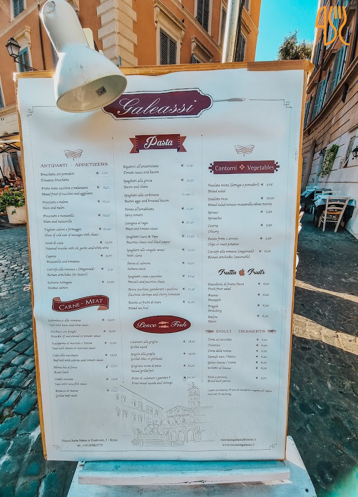 Osteria Galeassi 1907 Trastevere Carte