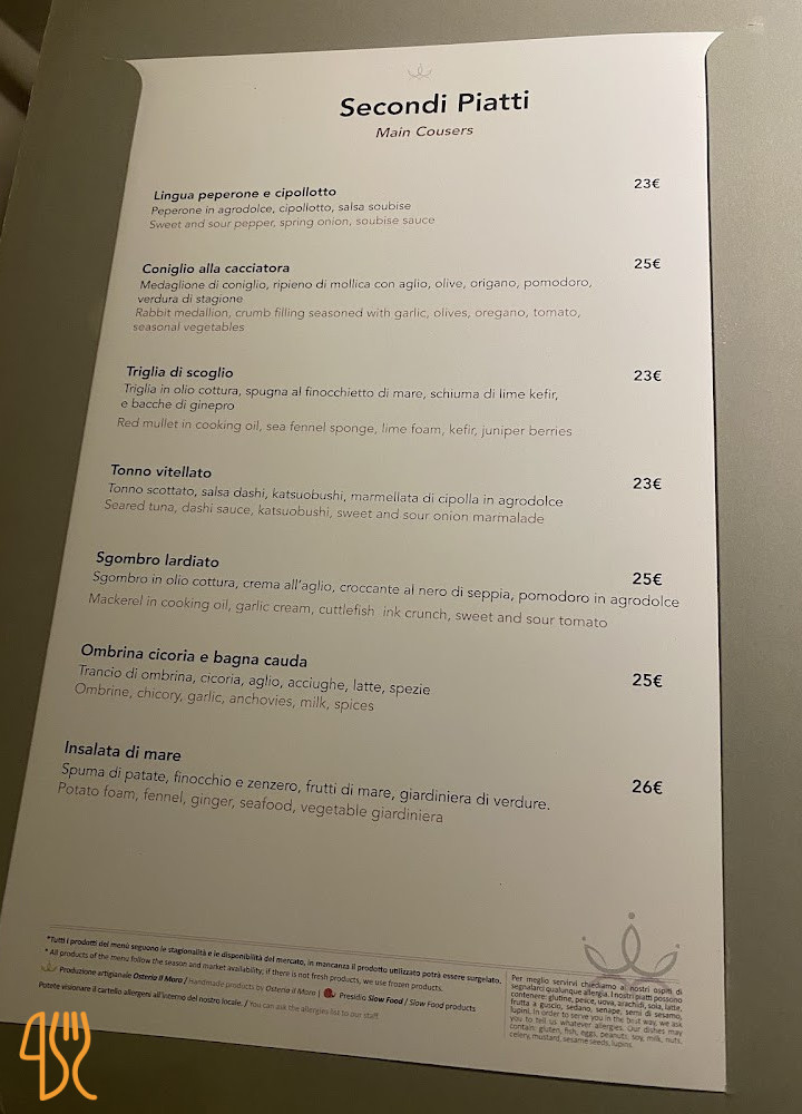 Osteria Il Moro Carte