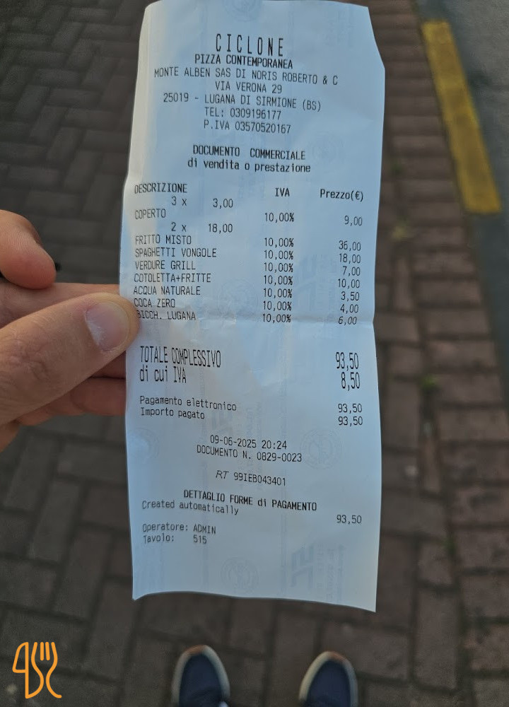 Pizzeria Ciclone Speisekarte