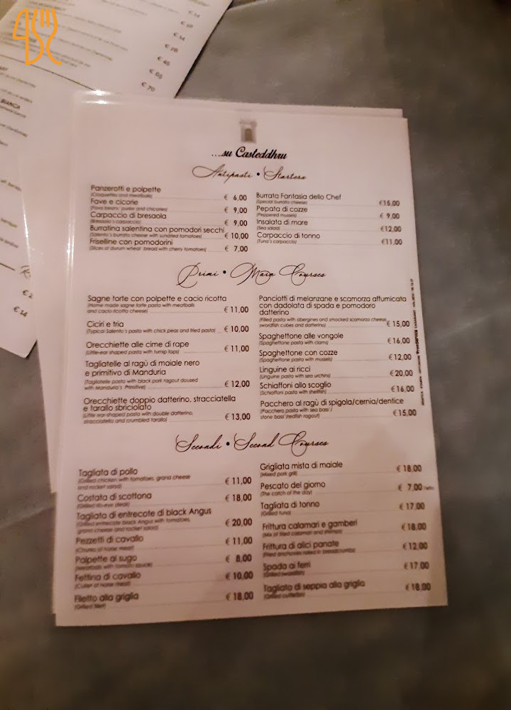Trattoria Su Casteddhru Cucina Delle Tradizioni Carta