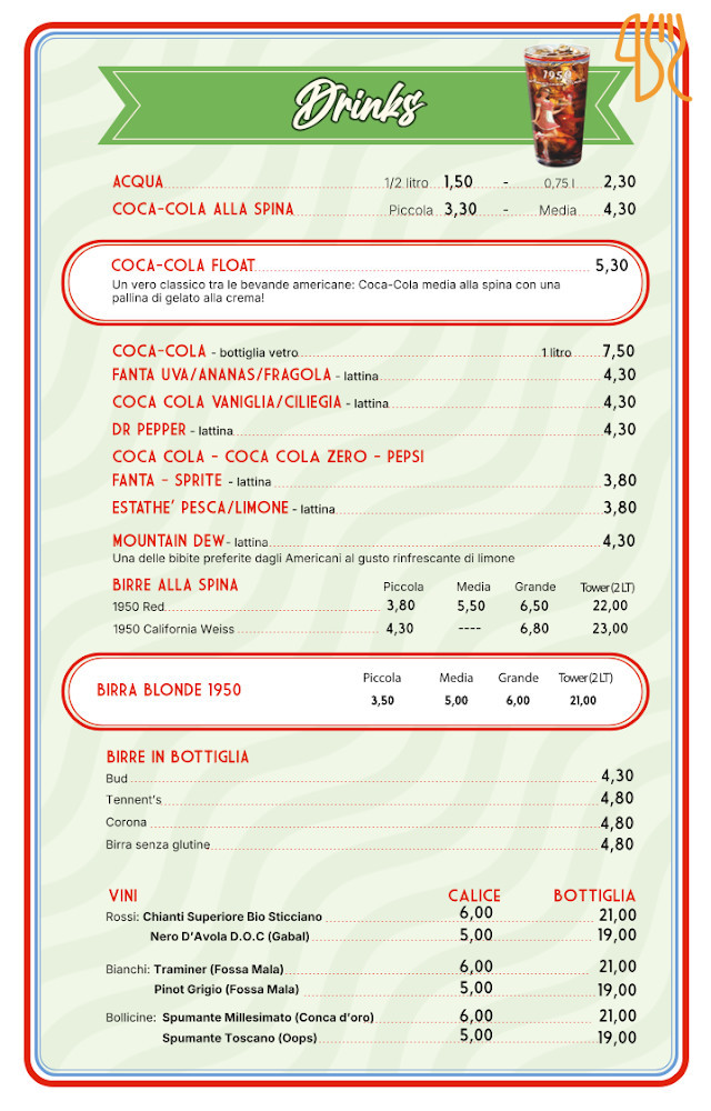 1950 American Diner Pontedera Carte
