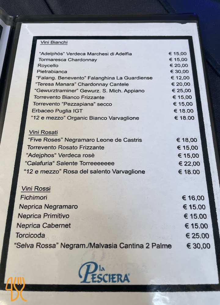 La Pesciera Speisekarte