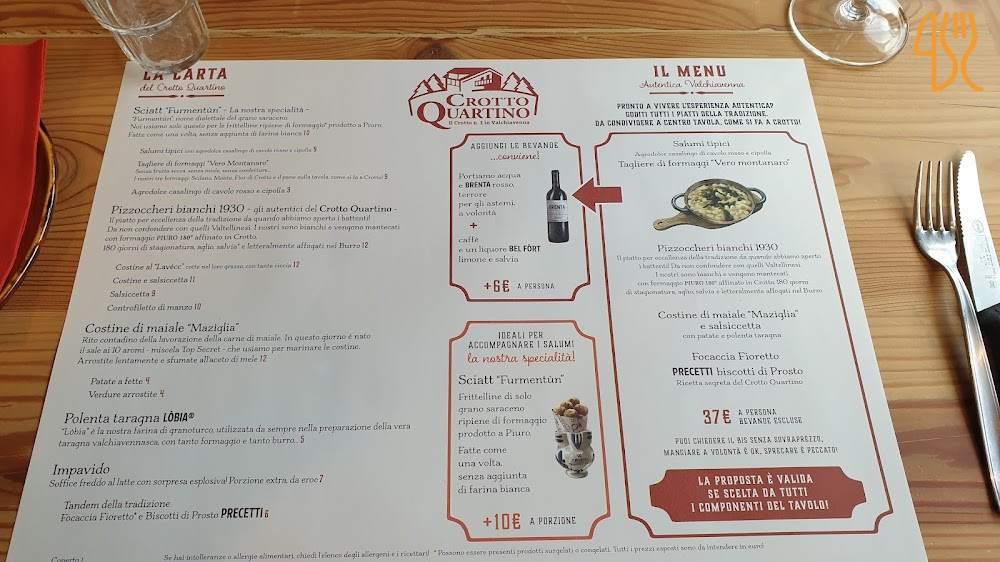 Crotto Quartino Speisekarte