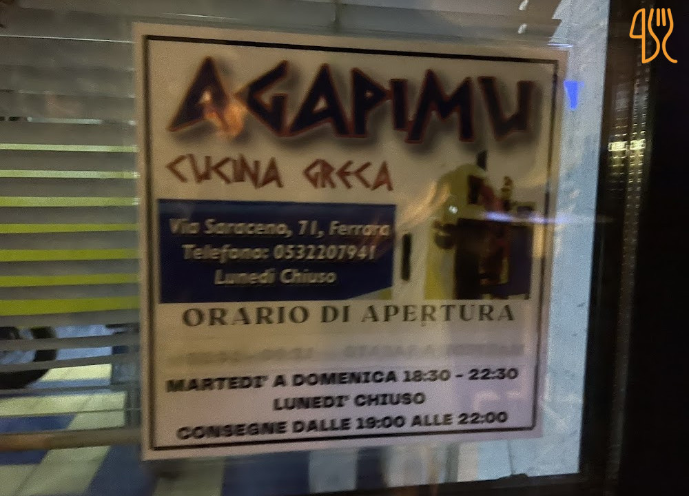 Agapimu Greco Ferrara Speisekarte