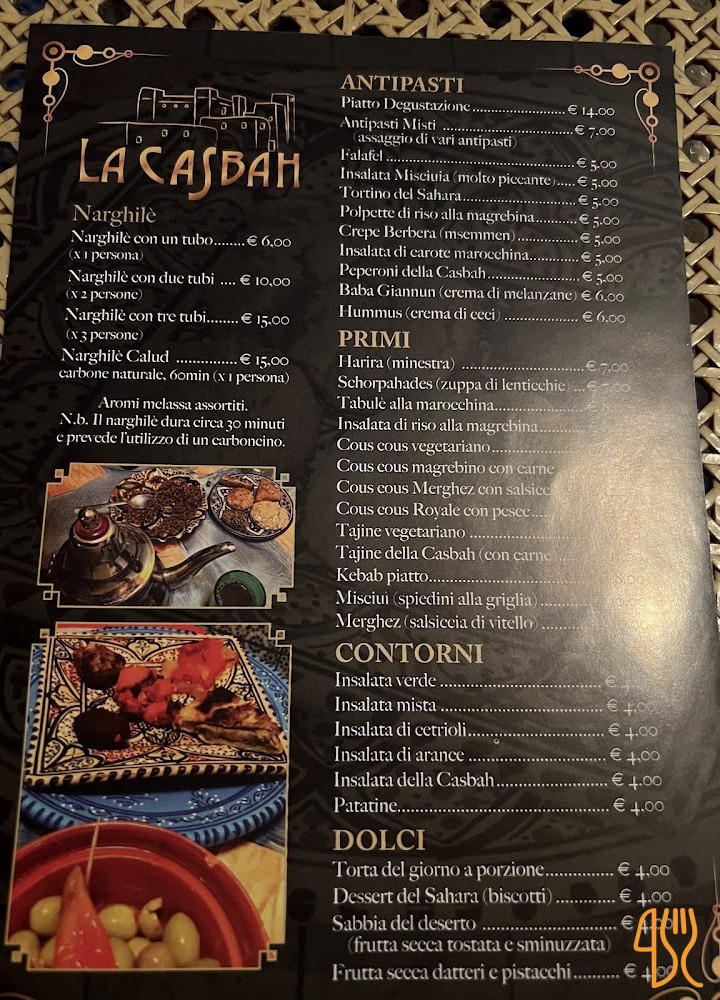 La Casbah Arabo Carte