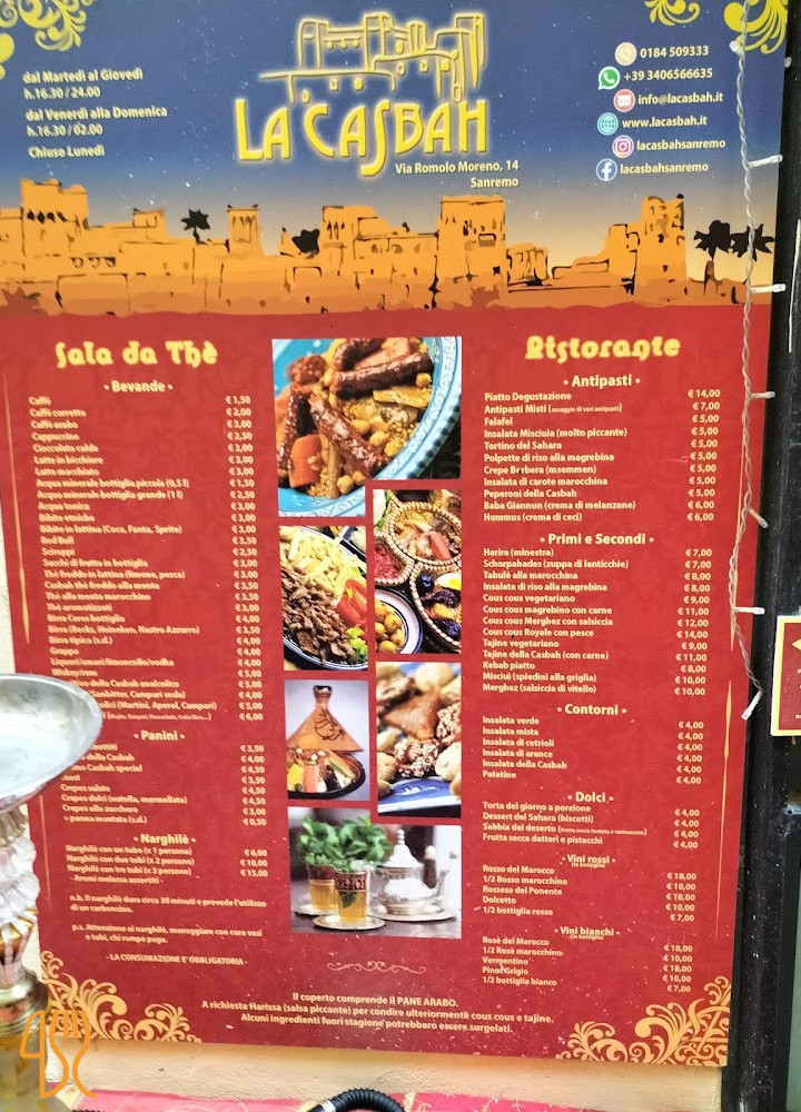 La Casbah Arabo Speisekarte
