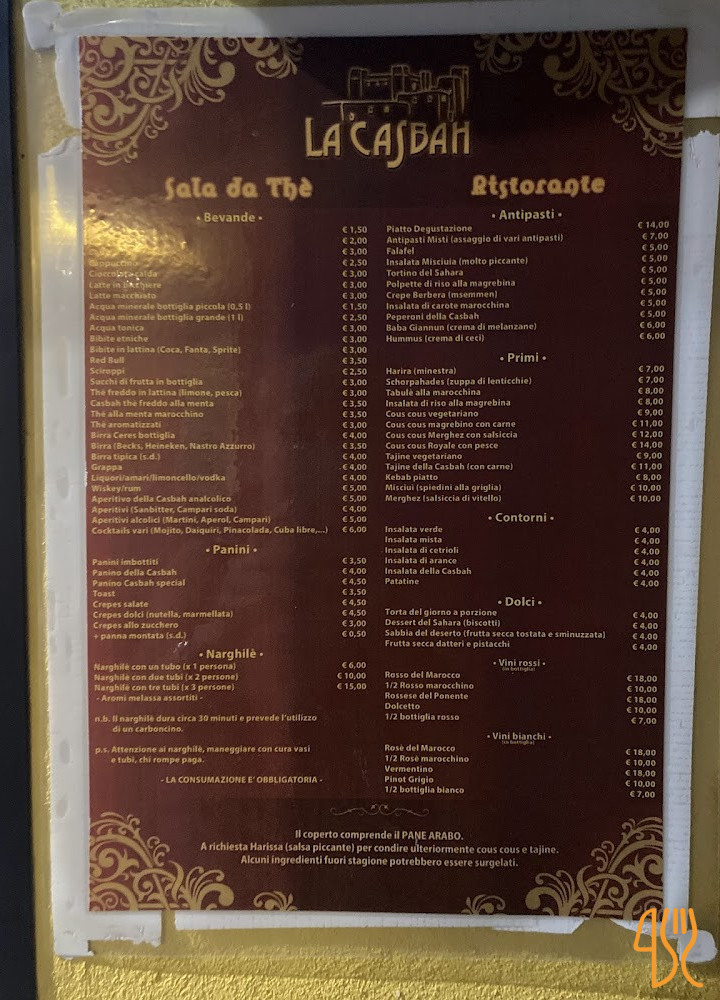 La Casbah Arabo Speisekarte