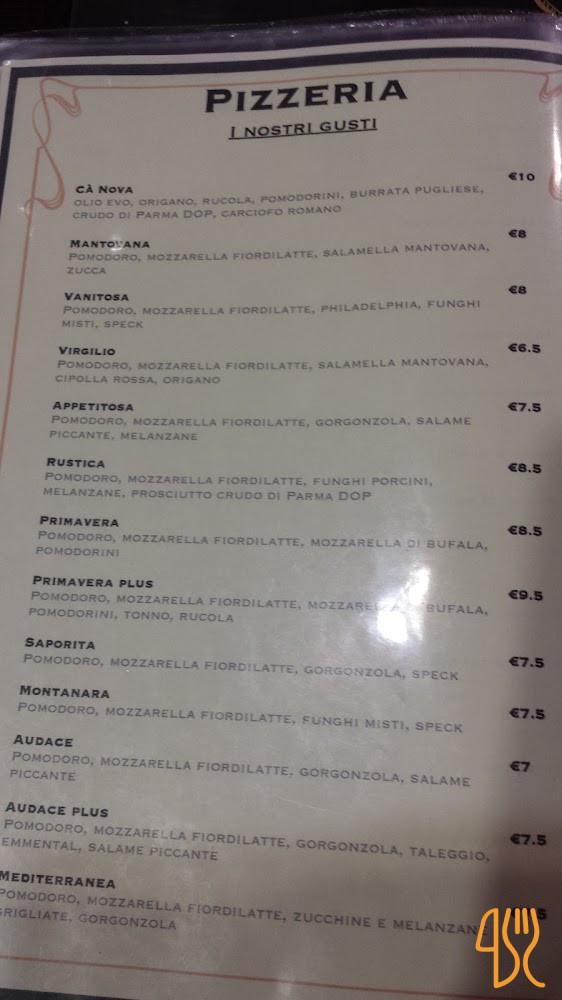 Pizzeria Ca Nova Carta