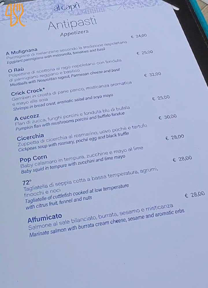Al Caprí Carte