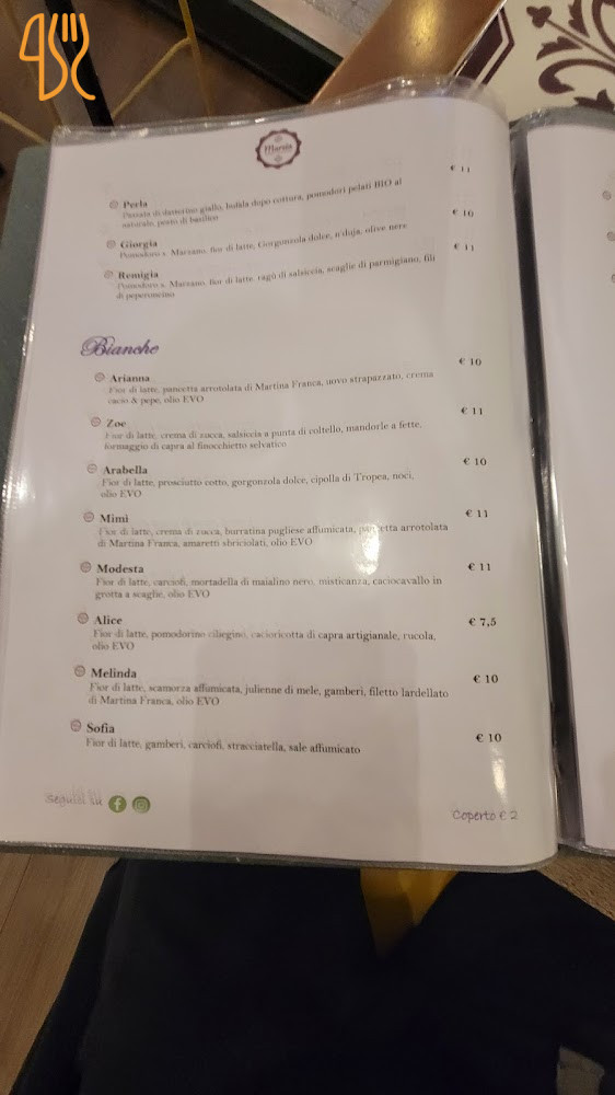 Marzia Speisekarte