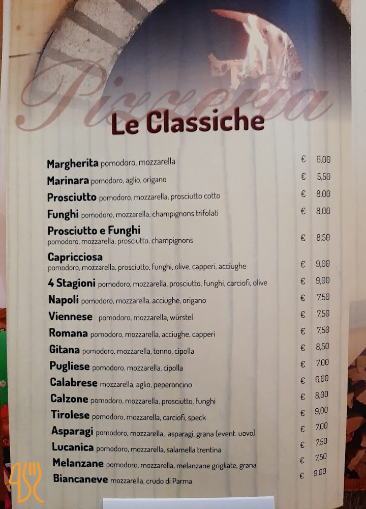 Pizzeria Les Arcs Speisekarte