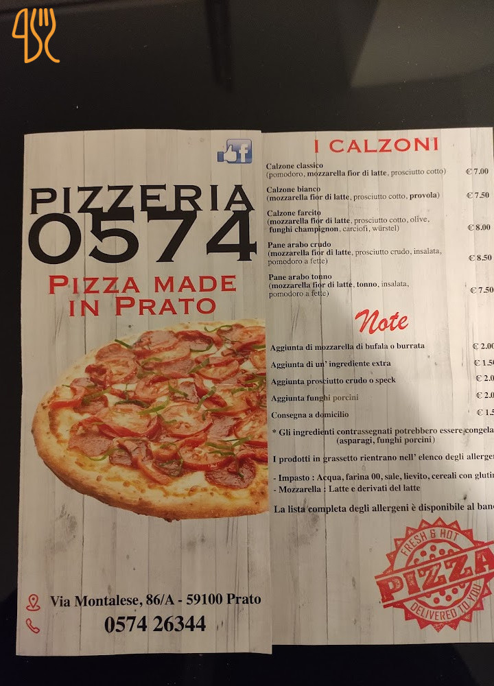 Pizzeria 0574 Carta