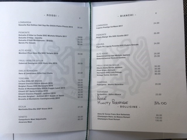 Hostaria Cernobbio Speisekarte