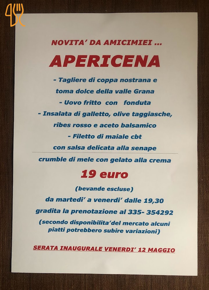 Amicimiei Speisekarte