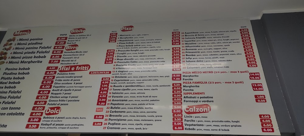 Kebab&pizzeria Da Purewal Carte