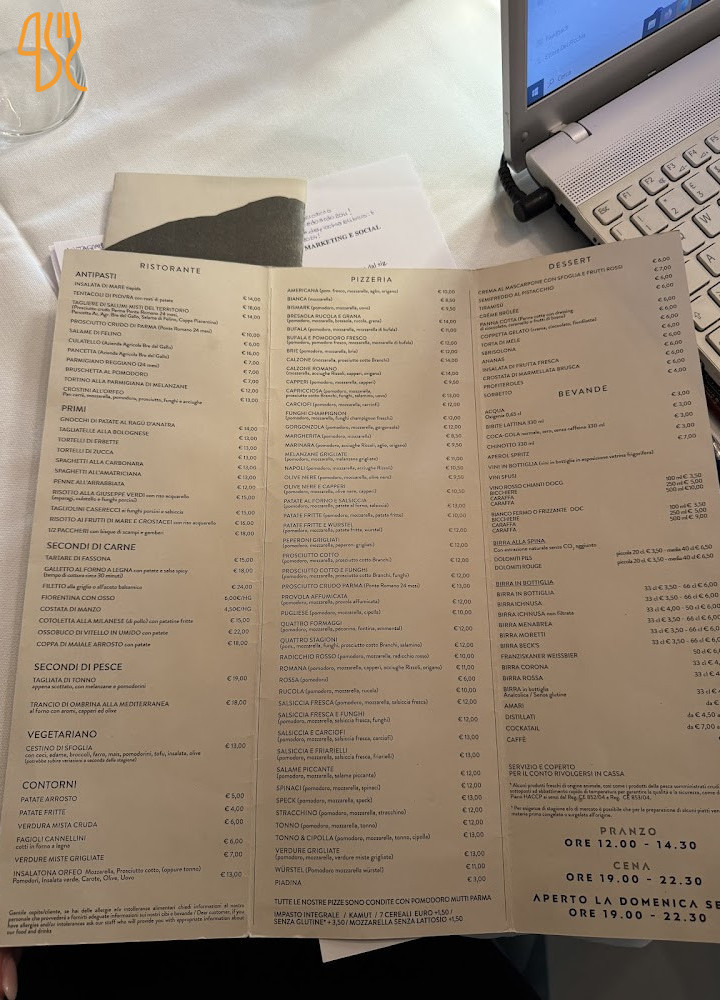 Pizzeria Orfeo Parma Carta
