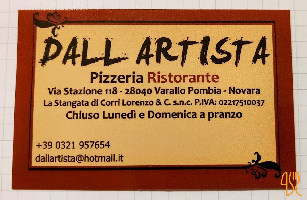 Pizzeria Dall'artista Carte