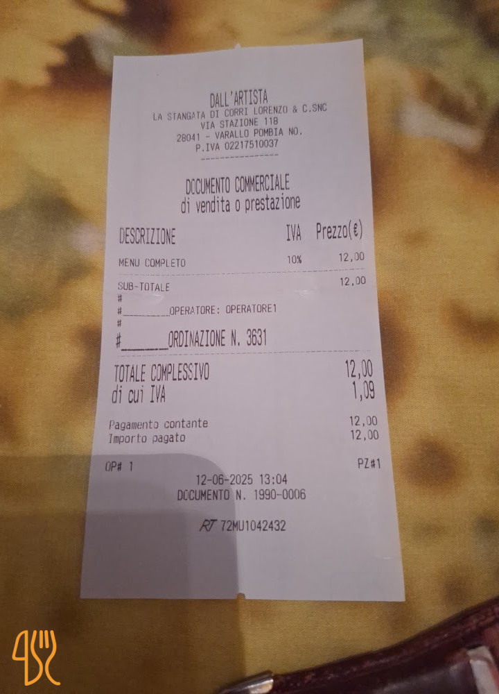 Pizzeria Dall'artista Carte