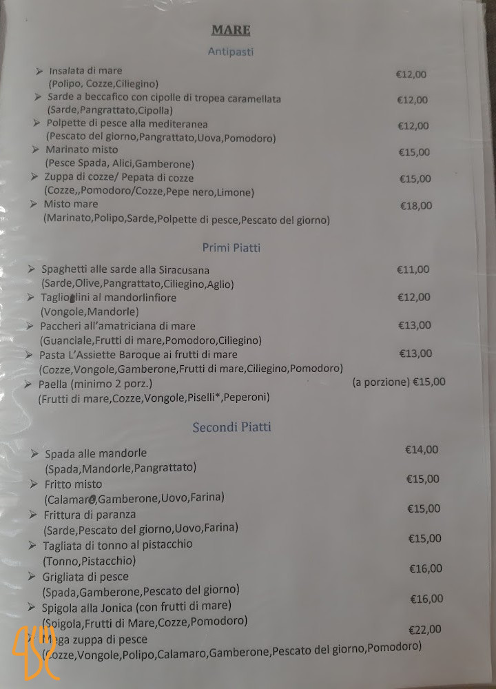 L'assiette Baroque Speisekarte
