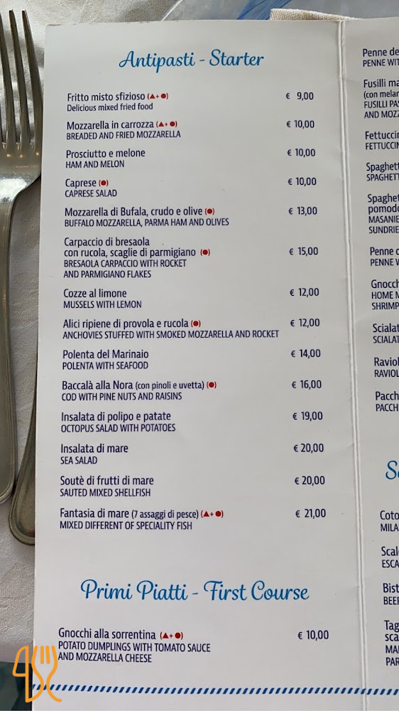 Mammato1890 Speisekarte