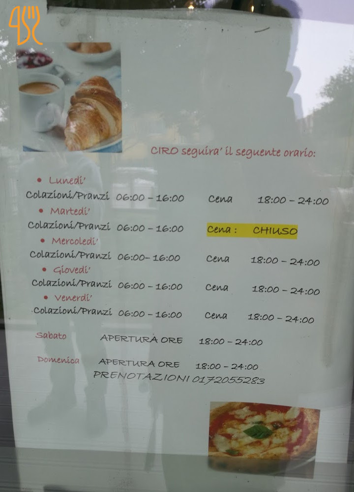 Ciro Pizza Cherasco Carte
