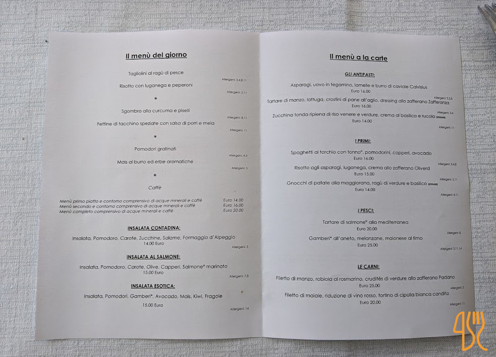 Zafferano Bistrot Carta