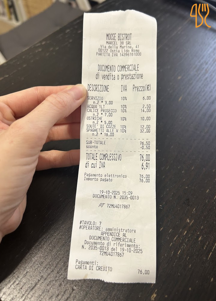Moose Bistrot Di Pesce Fish Speisekarte